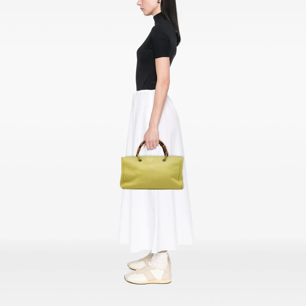 Gucci Medium Calfskin Bamboo Shopper Satchel Yellow Leather Very good - Box View