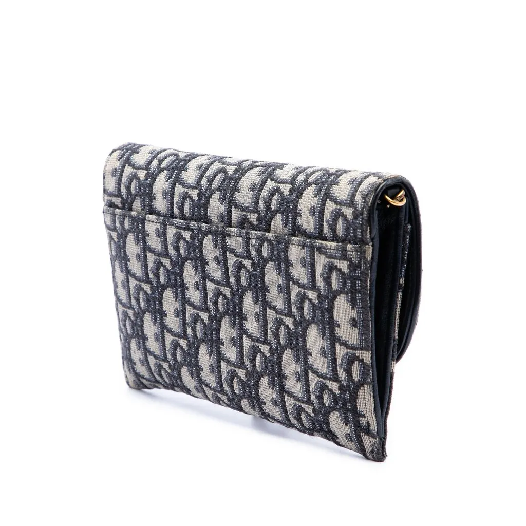 Dior Oblique Canvas Saddle Wallet On Chain Blue Canvas Very good - Back View