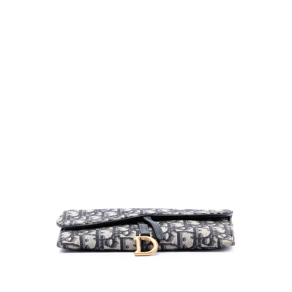 Dior Oblique Canvas Saddle Wallet On Chain Blue Canvas Very good - Inside View