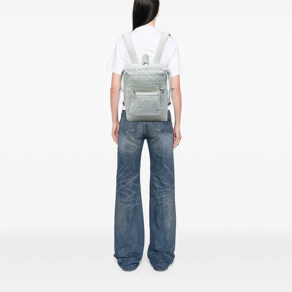 Bottega Veneta Canvas Intrecciato Webbing Backpack White Canvas Good - Box View