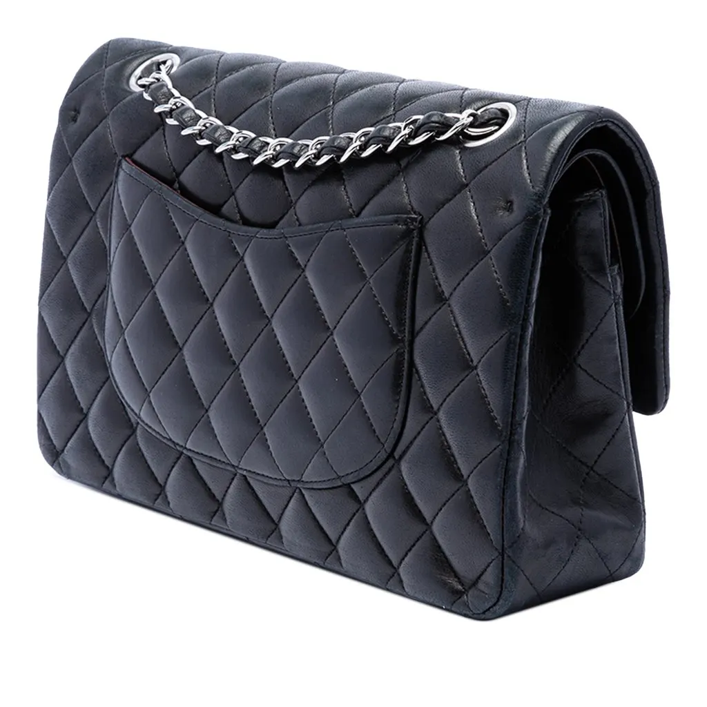 Chanel Jumbo Classic Lambskin Double Flap Black Leather Very good - Back View