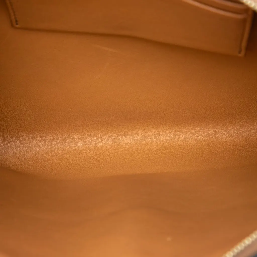 Celine Tricolor Leather Pocket Envelope Zip Clutch Brown Leather Very good - Model View