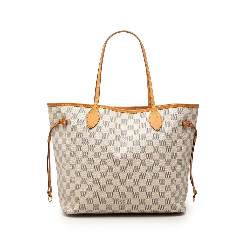 Louis Vuitton Damier Azur Neverfull MM White Canvas Very good - Front View