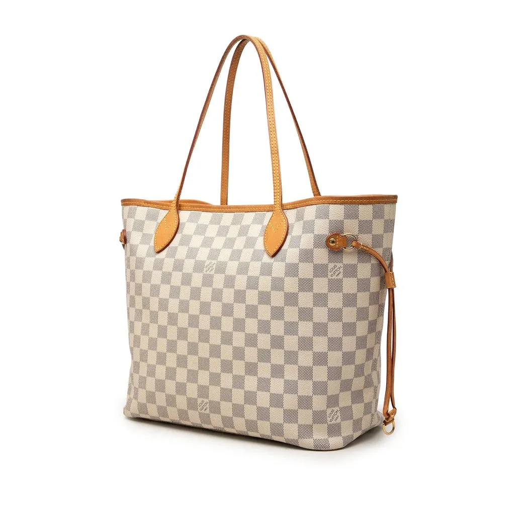 Louis Vuitton Damier Azur Neverfull MM White Canvas Very good - Back View