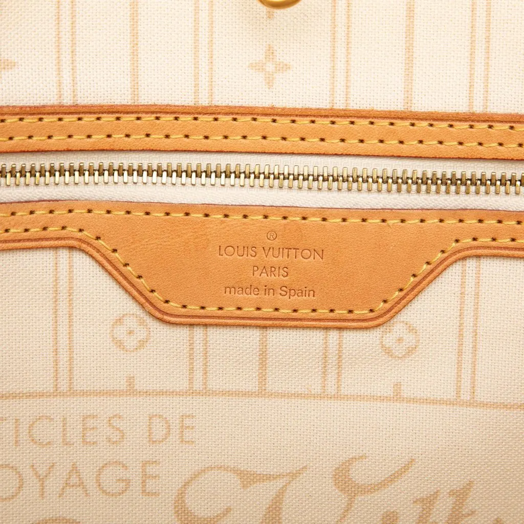 Louis Vuitton Damier Azur Neverfull MM White Canvas Very good - Box View