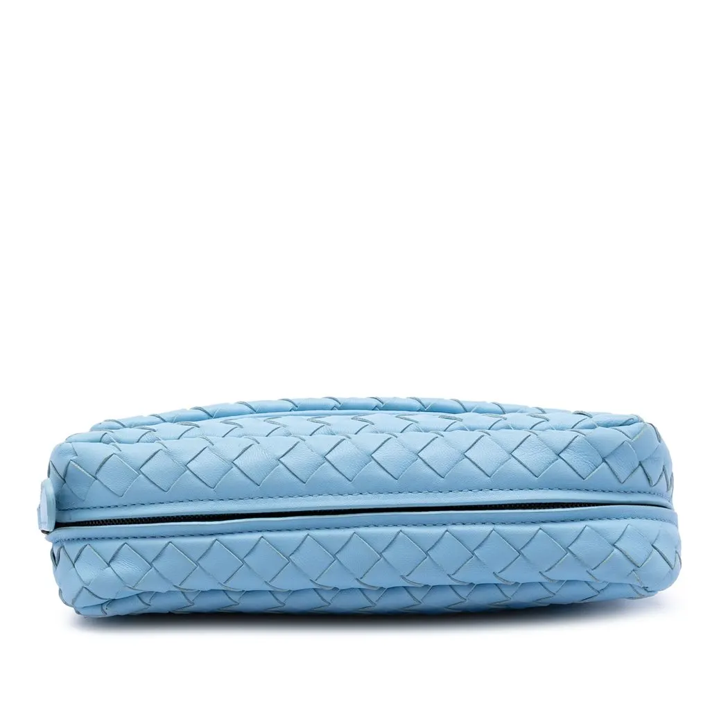 Bottega Veneta Mini Nappa Intrecciato Expandable Chain Flap Crossbody Blue Leather Very good - Inside View
