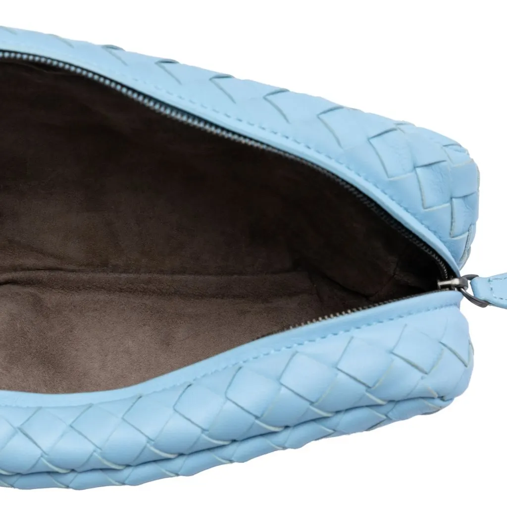 Bottega Veneta Mini Nappa Intrecciato Expandable Chain Flap Crossbody Blue Leather Very good - Model View