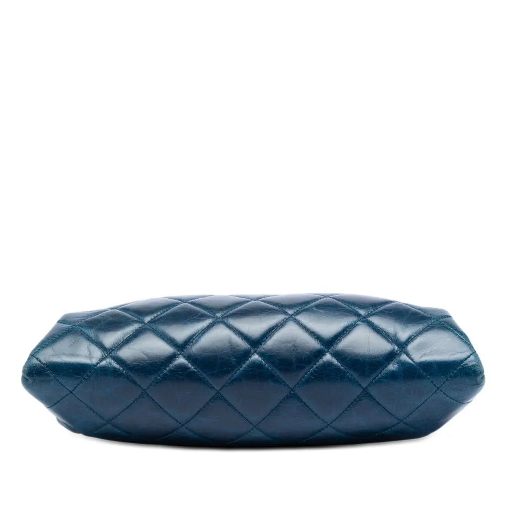 Chanel Quilted Glazed Calfskin Coco Pleats Chain Clutch Blue Leather Very good - Inside View
