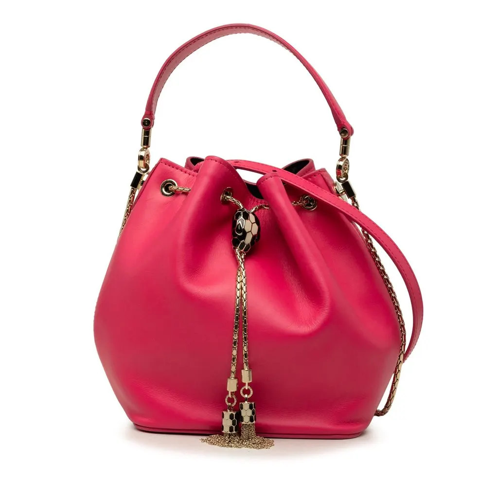 Bvlgari Leather Serpenti Forever Bucket Bag Pink Leather Very good - Front View