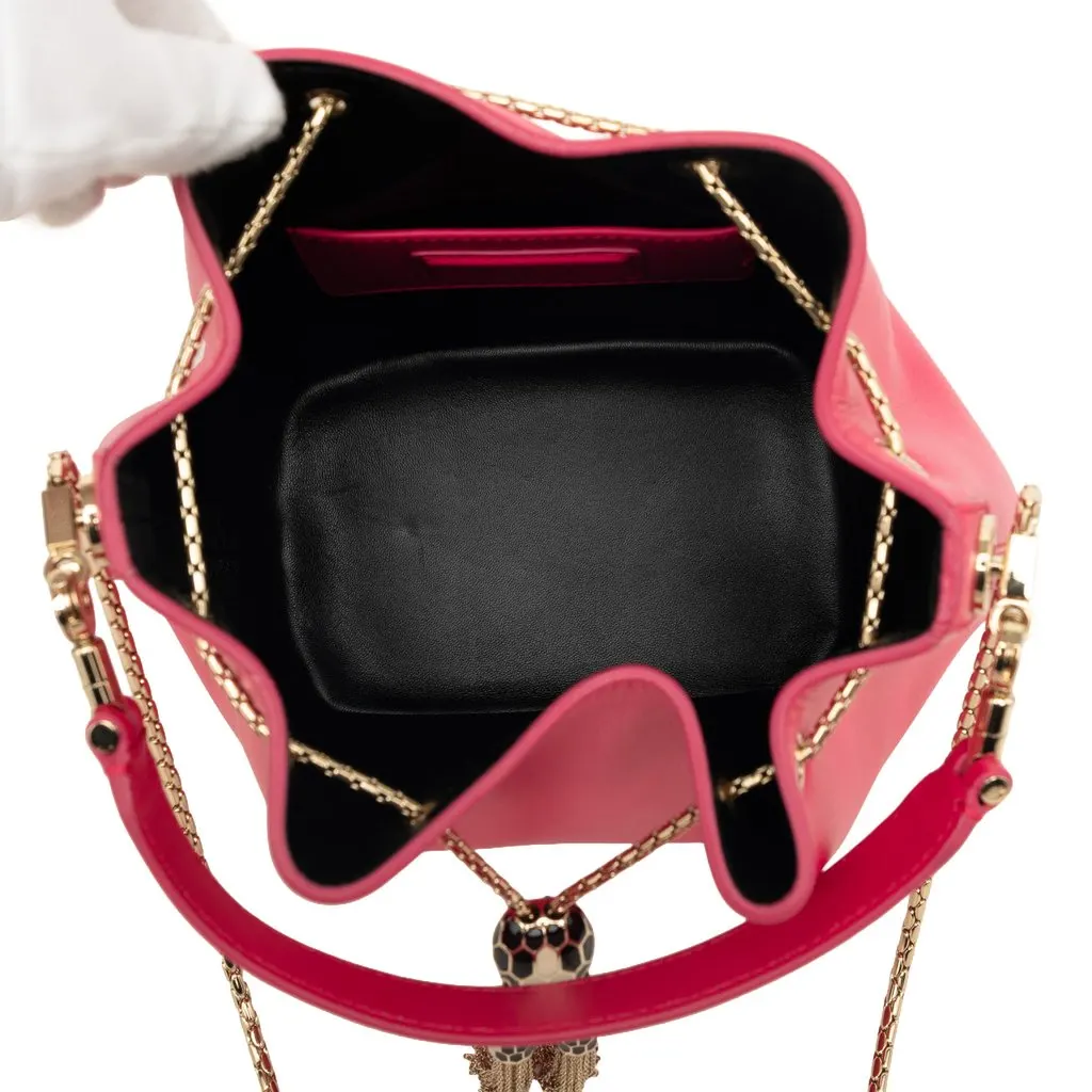 Bvlgari Leather Serpenti Forever Bucket Bag Pink Leather Very good - Model View
