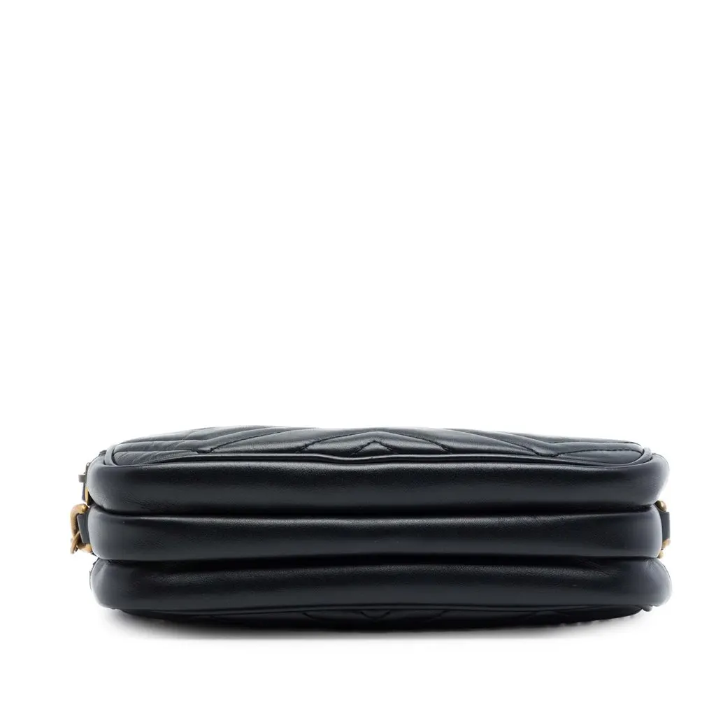 Gucci Mini GG Marmont Matelasse Leather Triple Zip Crossbody Black Leather Very good - Inside View