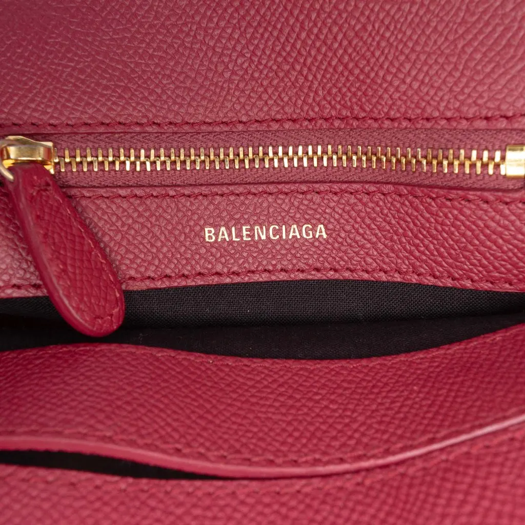 Balenciaga Grained Calfskin Logo Ville Top Handle Bag XXS Red Leather Very good - Box View