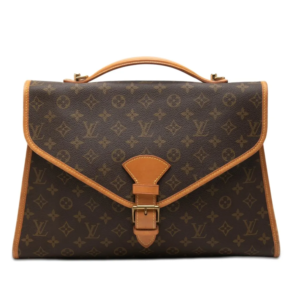 Louis Vuitton Monogram Beverly Briefcase MM Brown Canvas Good - Front View