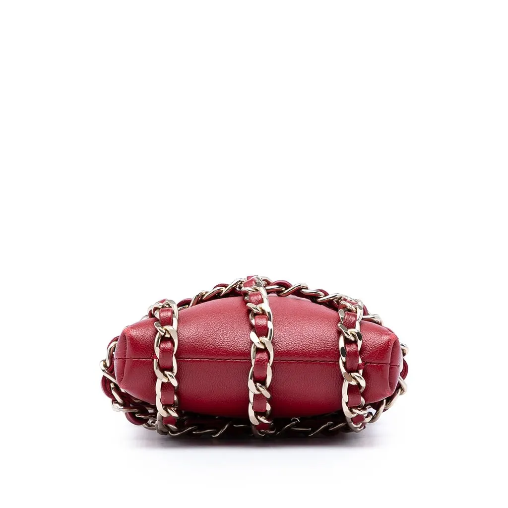 Chanel Lambskin Tech Me Out Clutch With Chain Red Leather Very good - Inside View