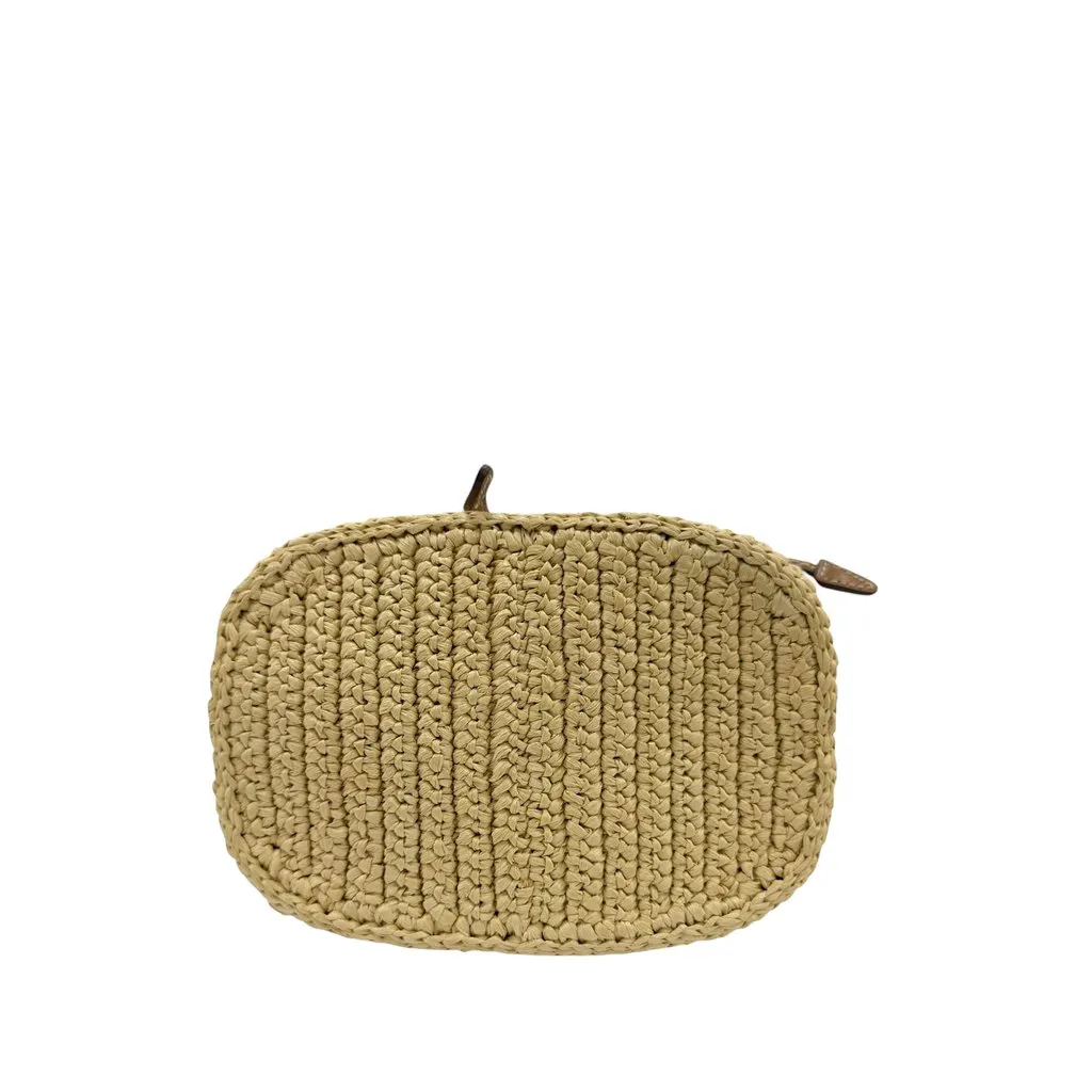 Prada Mini Raffia Effect Crochet Bucket Bag Beige Very good - Inside View