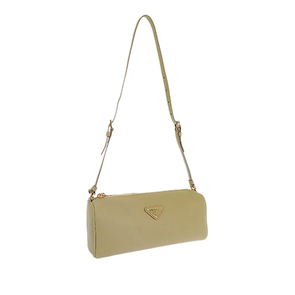 Prada Calfskin Pouch Shoulder Bag Brown Leather Very good - Back View