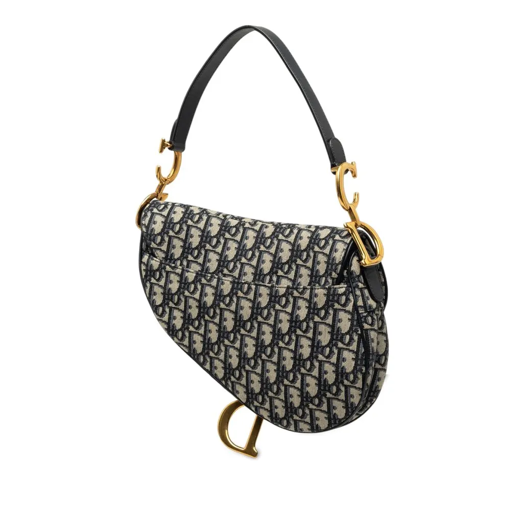 Dior Oblique Canvas Saddle Bag Blue Very good - Back View