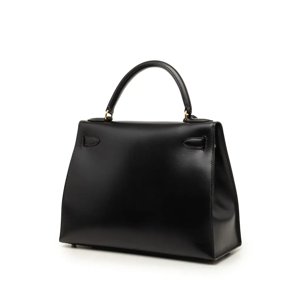 Hermès Box Calf Kelly Sellier 28 Black Leather Very good - Back View