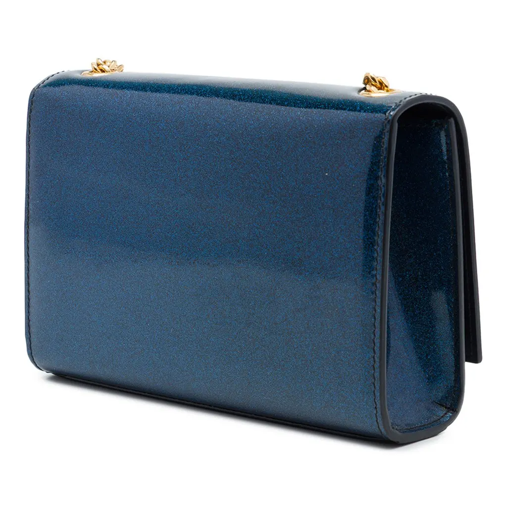 Saint Laurent Small Glitter Patent Kate Crossbody Blue Leather Very good - Back View
