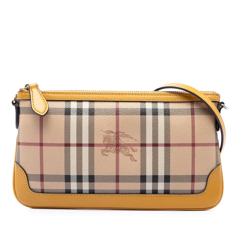 Burberry Haymarket Check Coated Canvas Peyton Crossbody Beige Canvas Very good - Front View