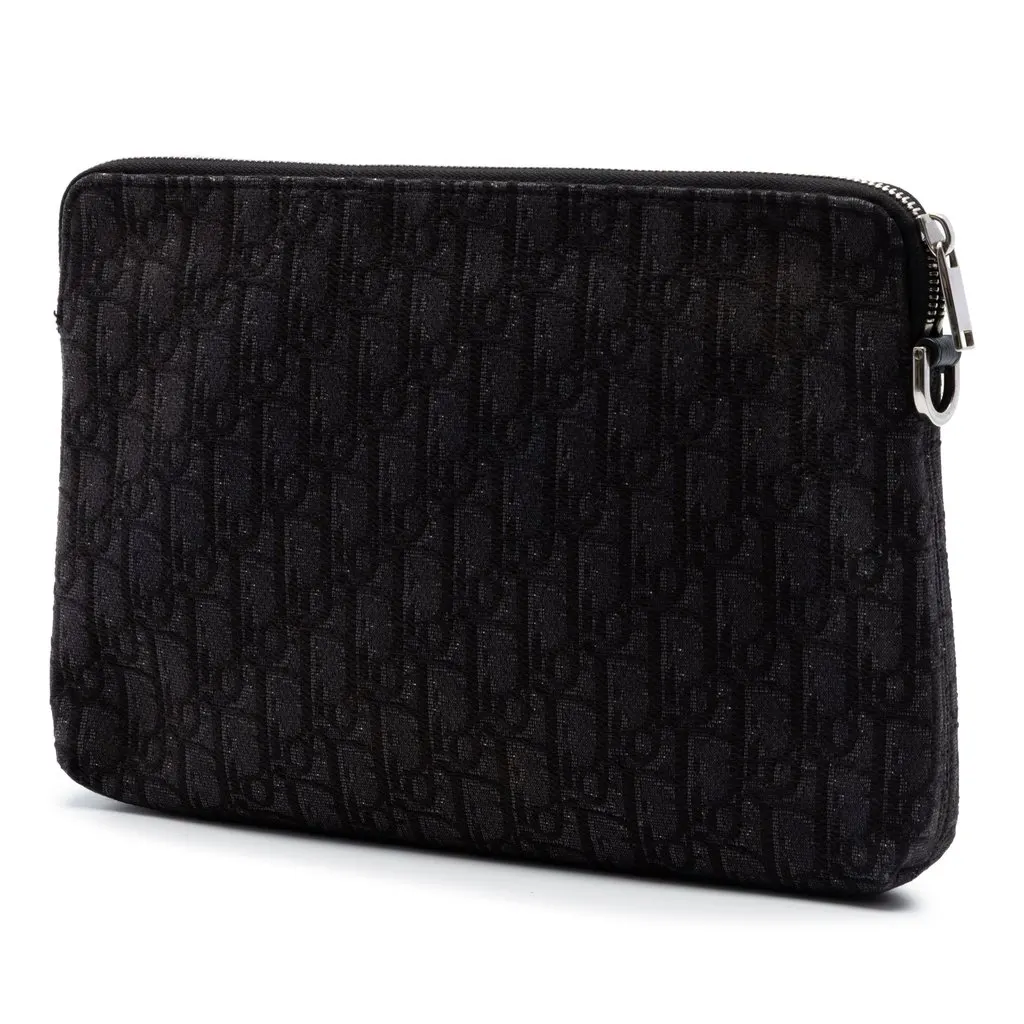 Dior Oblique Canvas A4 Zipped Pouch Black Very good - Back View