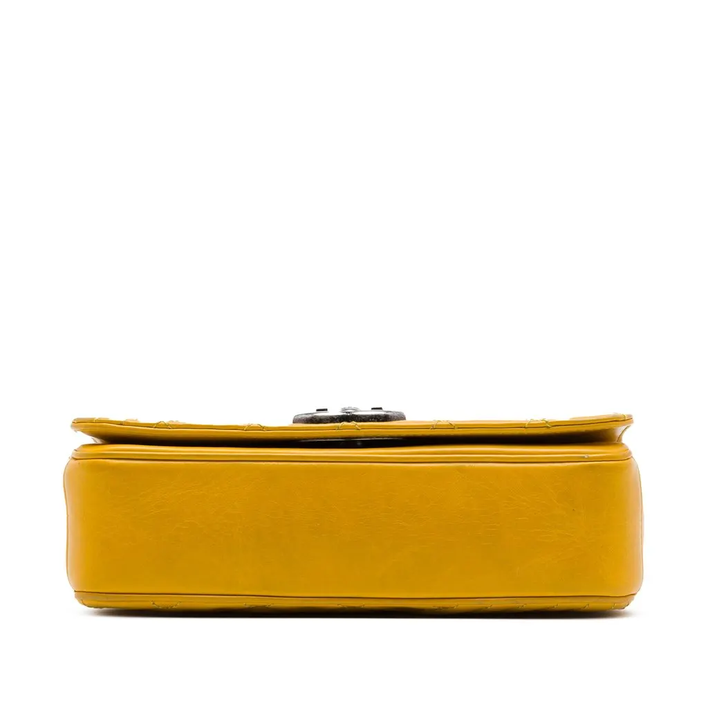 Chanel Small Glazed Calfskin Coco Boy Flap Yellow Leather Very good - Inside View