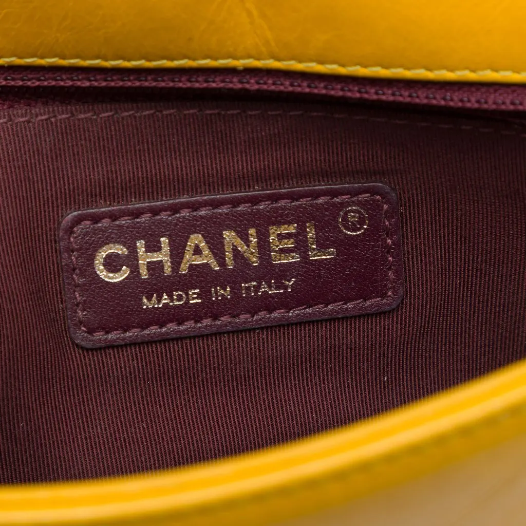 Chanel Small Glazed Calfskin Coco Boy Flap Yellow Leather Very good - Box View