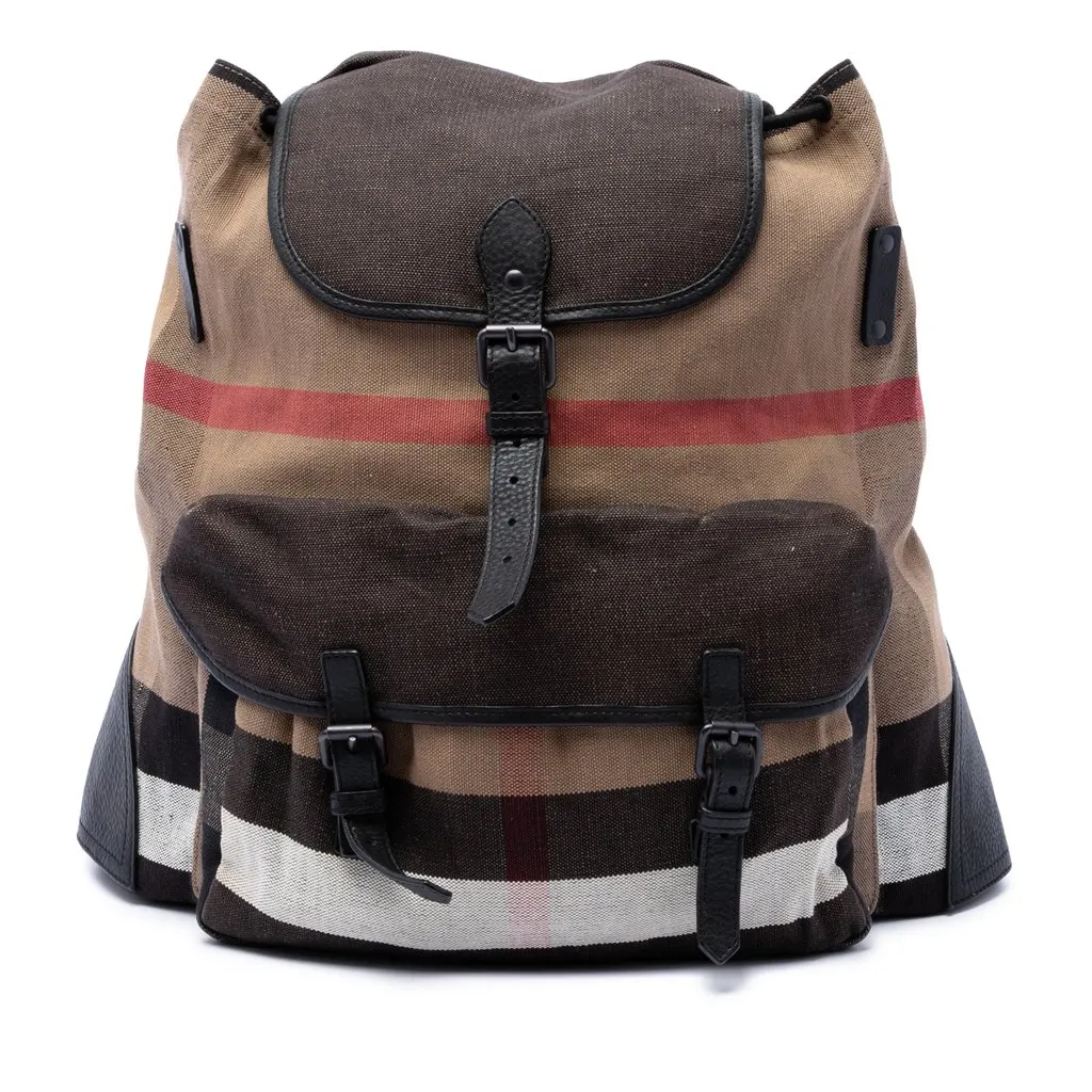 Burberry Mega Check Canvas Korbin Backpack Brown Good - Front View