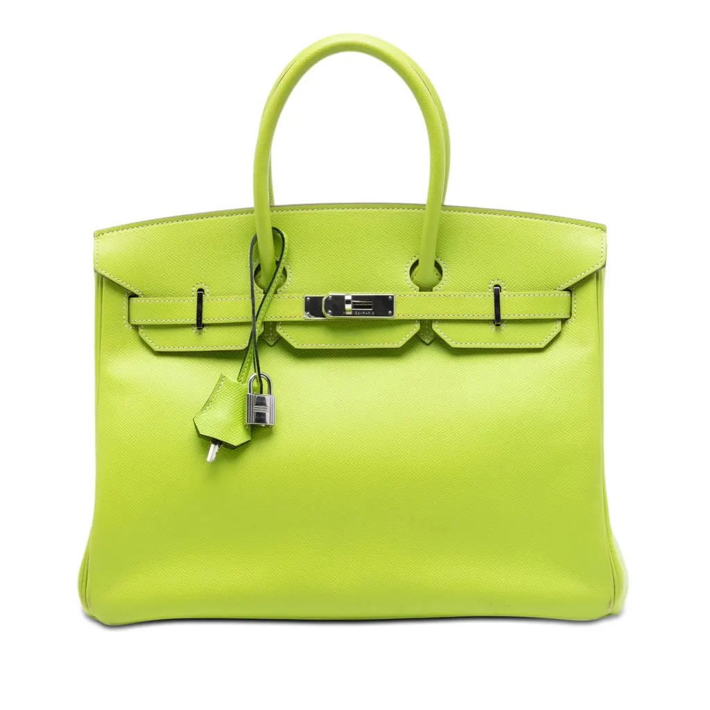 Hermès Epsom Candy Verso Birkin Retourne 35 Green Leather Very good - Front View