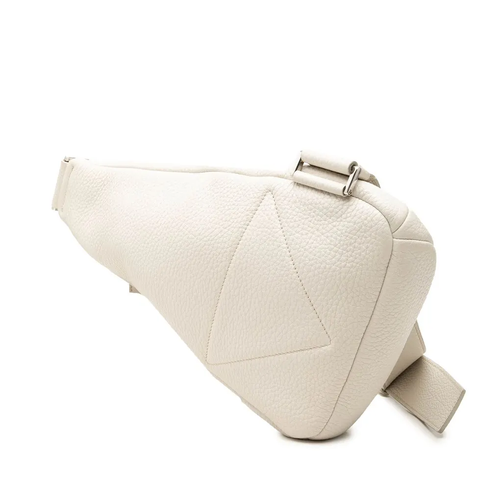 Prada Vitello Daino Logo Embossed Sling Bag White Leather Very good - Back View
