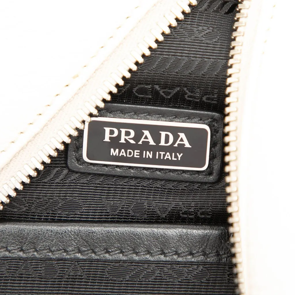 Prada Vitello Daino Logo Embossed Sling Bag White Leather Very good - Box View