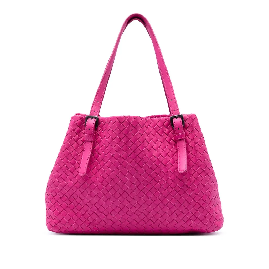 Bottega Veneta Medium Nappa Intrecciato Cesta Tote Pink Leather Very good - Front View