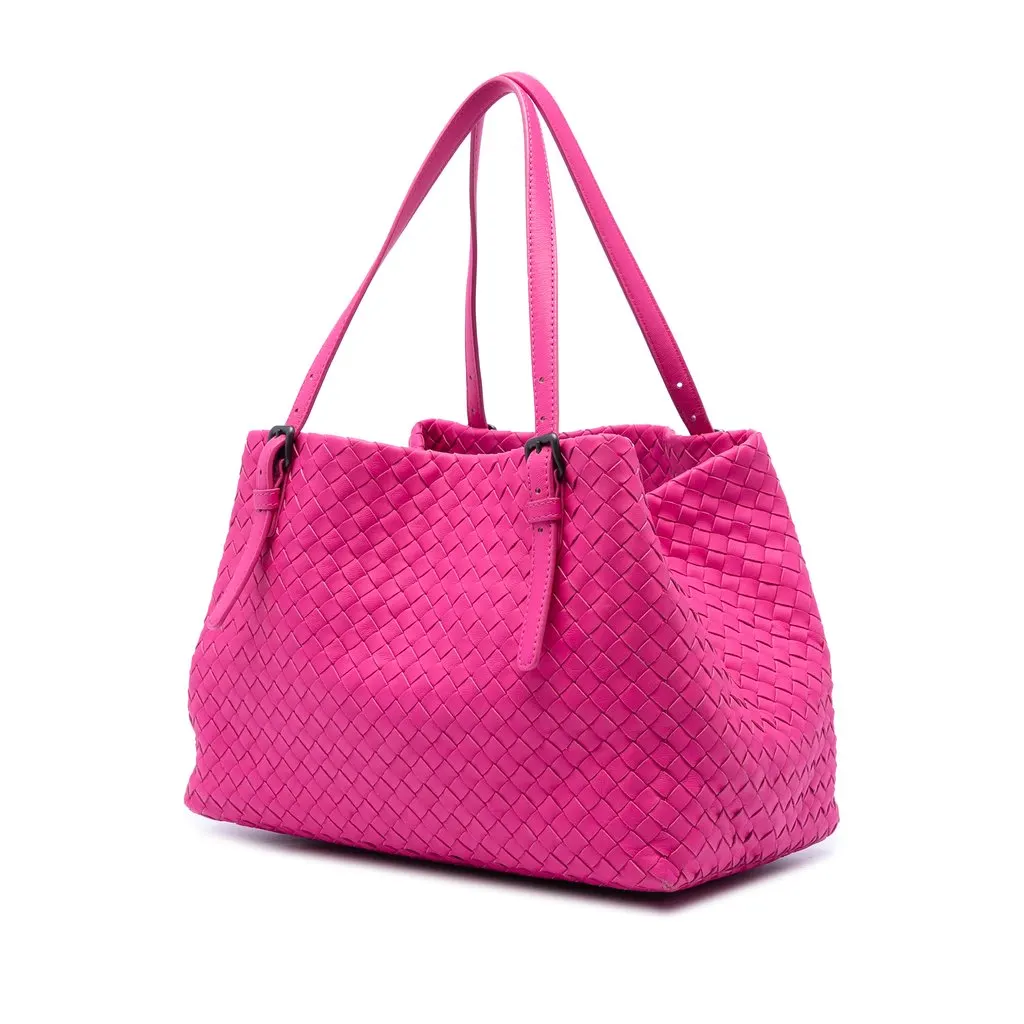 Bottega Veneta Medium Nappa Intrecciato Cesta Tote Pink Leather Very good - Back View
