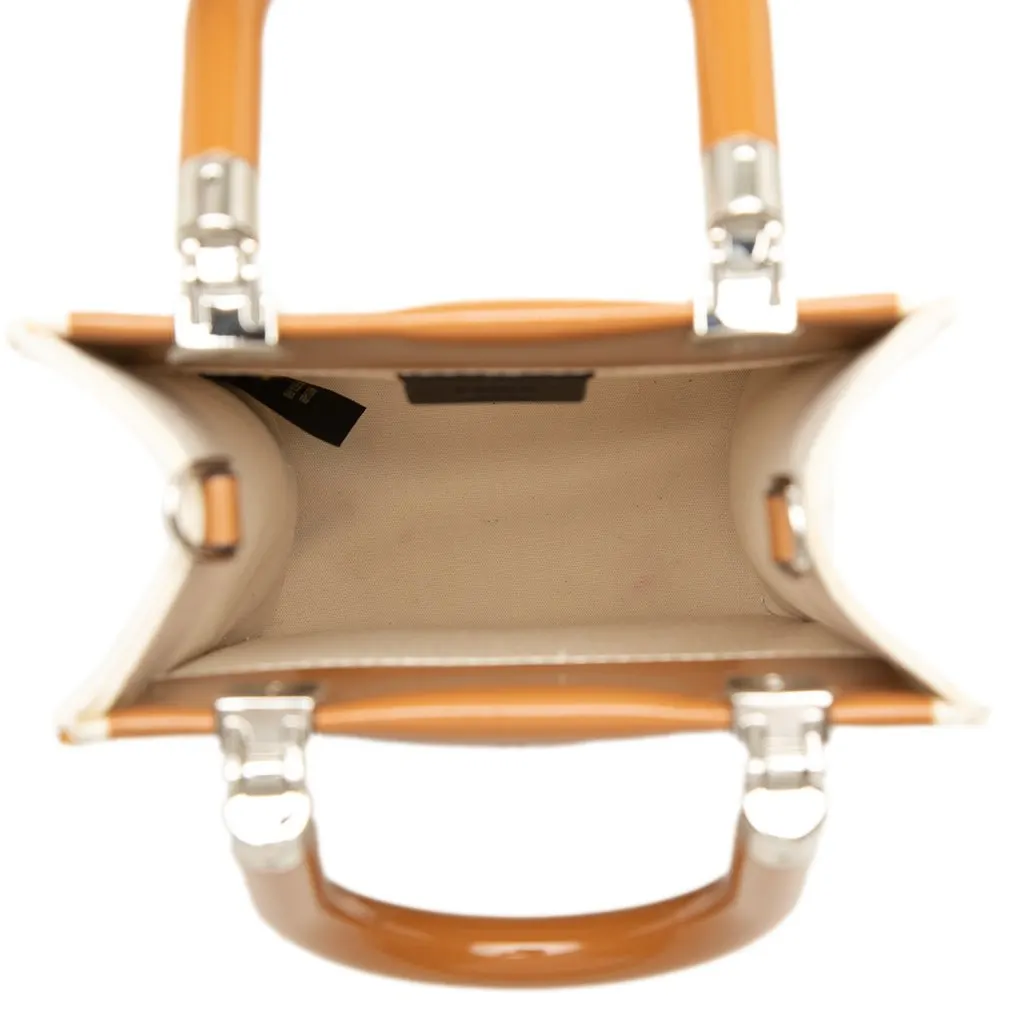 Fendi Mini Patent and Canvas Sunshine Shopper Tote Brown Leather Very good - Model View