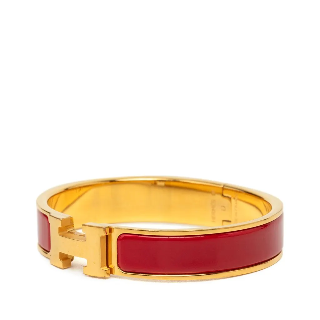 Hermès Narrow Enamel Clic H Bracelet PM Red Very good - Back View
