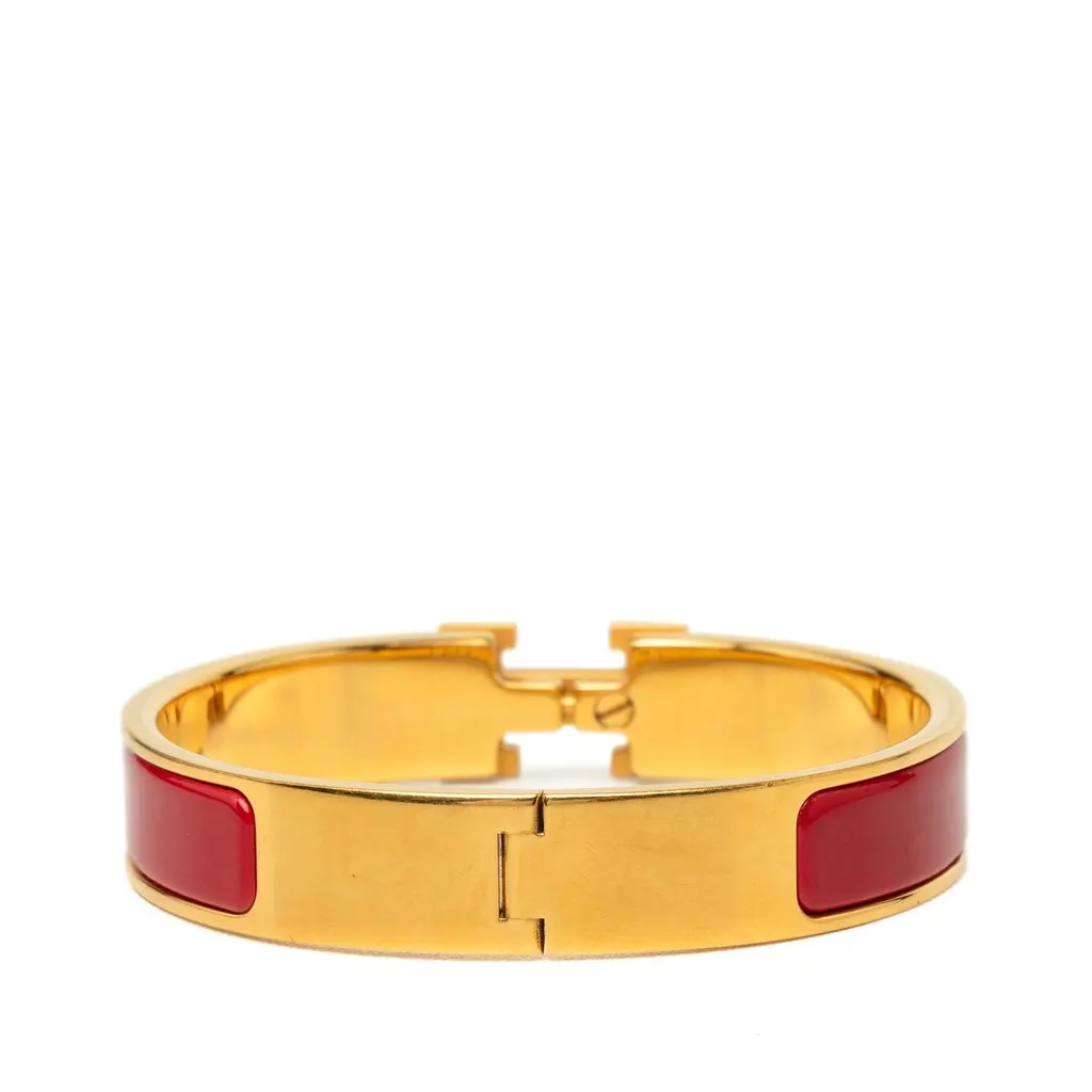 Hermès Narrow Enamel Clic H Bracelet PM Red Very good - Inside View