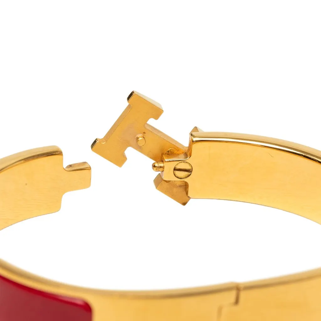 Hermès Narrow Enamel Clic H Bracelet PM Red Very good - Model View
