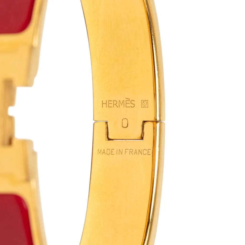 Hermès Narrow Enamel Clic H Bracelet PM Red Very good - Box View