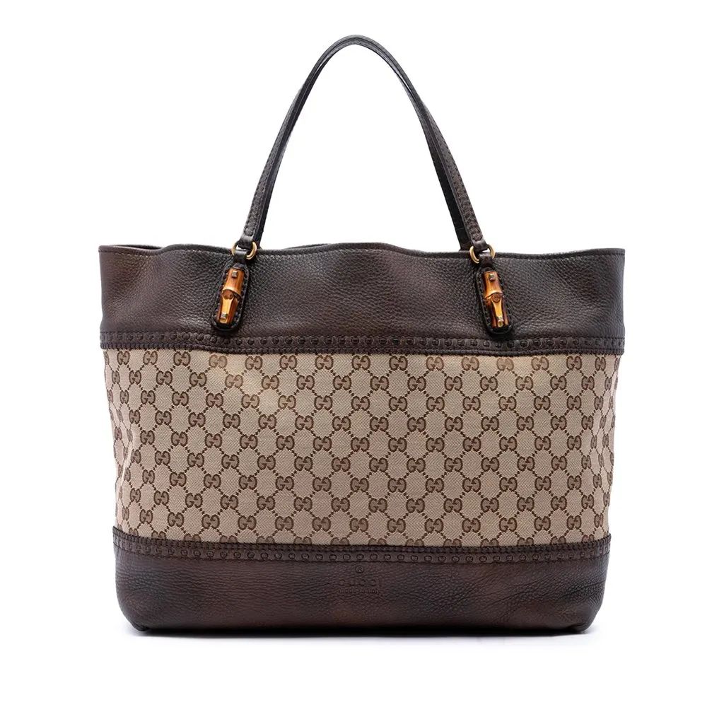 Gucci Large GG Canvas Laidback Crafty Tote Beige Canvas Very good - Front View
