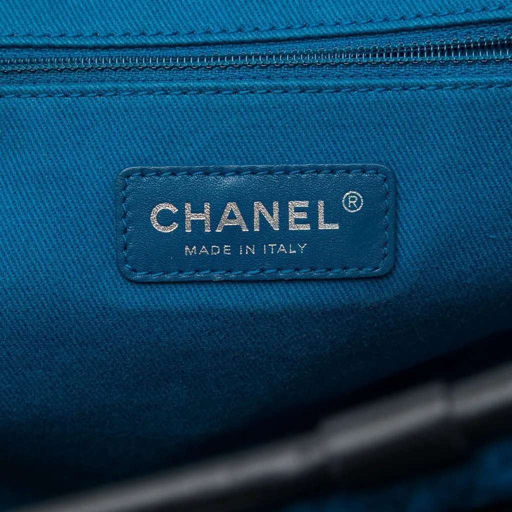 Chanel Medium Shearling and Calfskin Deauville Shopping Tote Blue Fur Very good - Box View