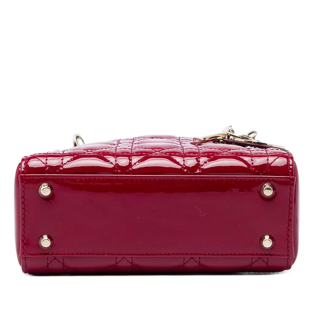 Dior Mini Patent Cannage Lady Dior Red Leather Very good - Inside View
