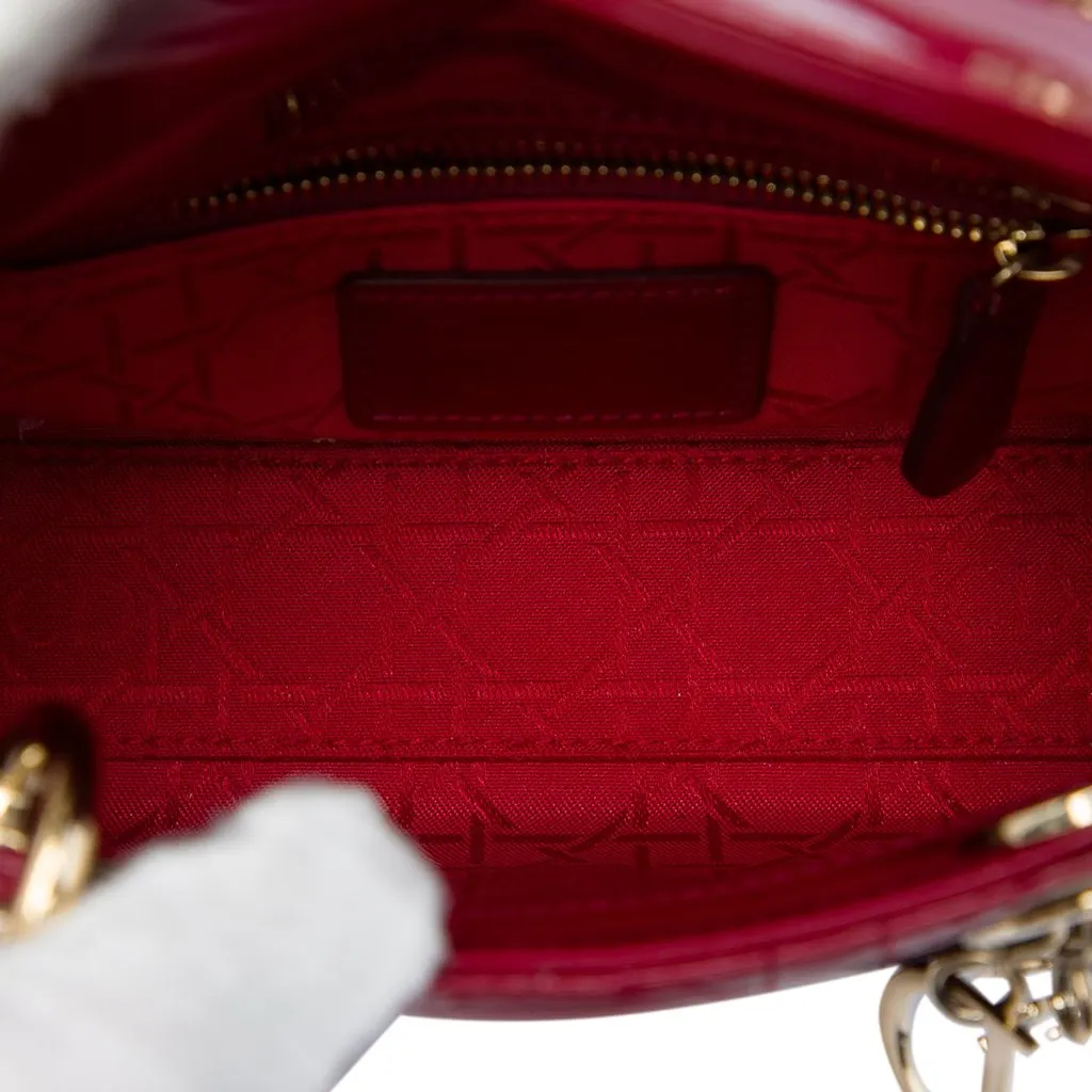 Dior Mini Patent Cannage Lady Dior Red Leather Very good - Model View