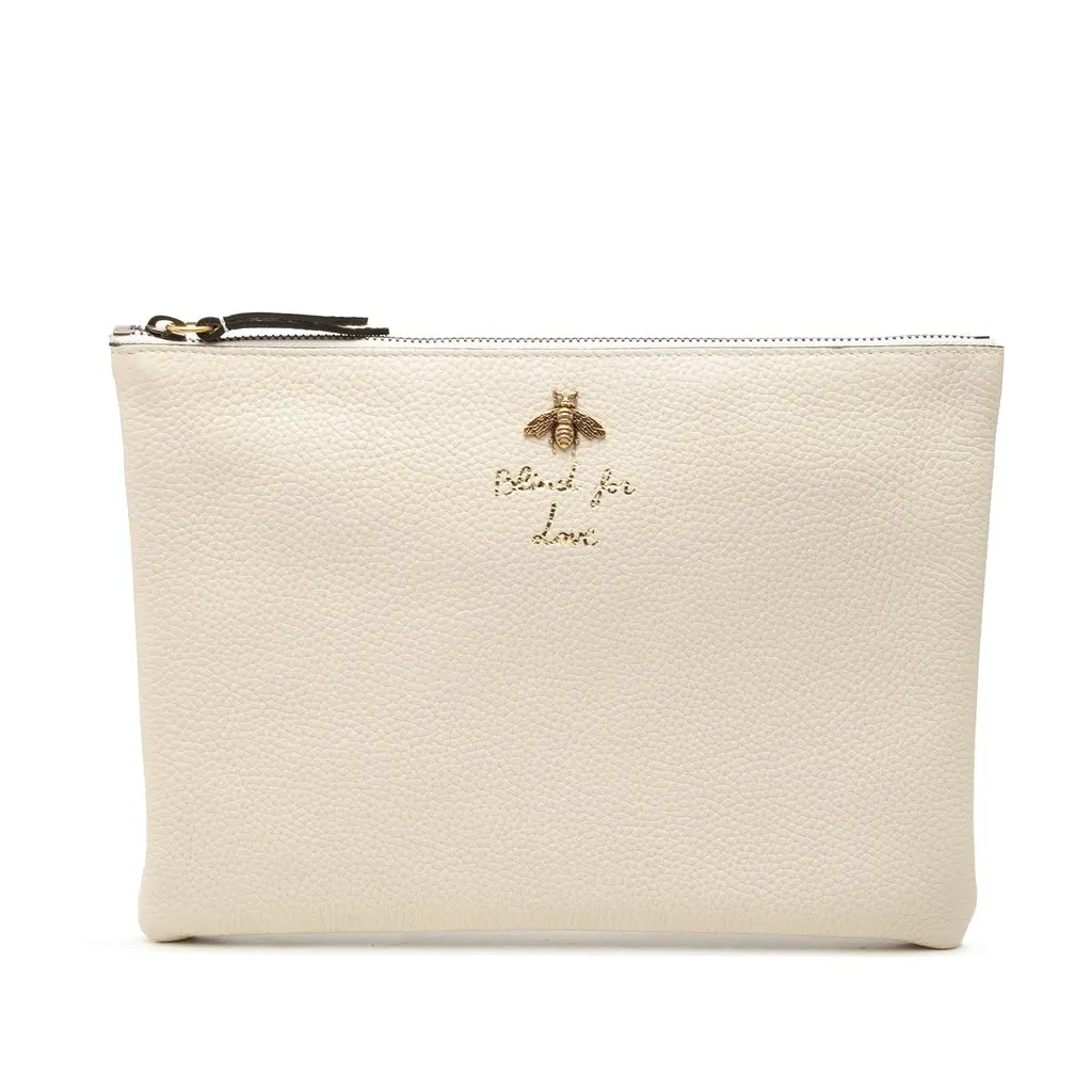 Gucci Calfskin Blind For Love Clutch White Leather Very good - Front View