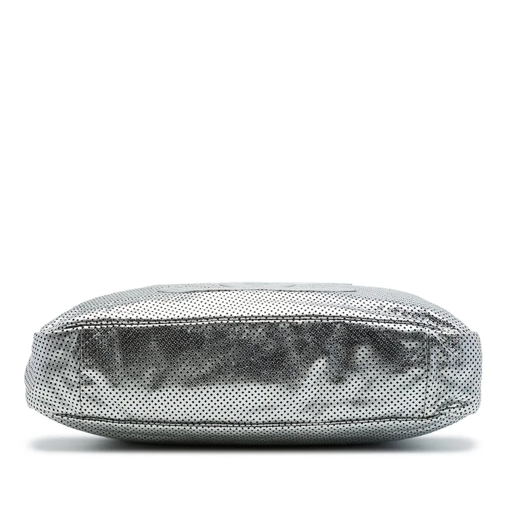 Chanel Large Metallic Glazed Calfskin Perforated Rodeo Drive Satchel Silver Leather Very good - Inside View