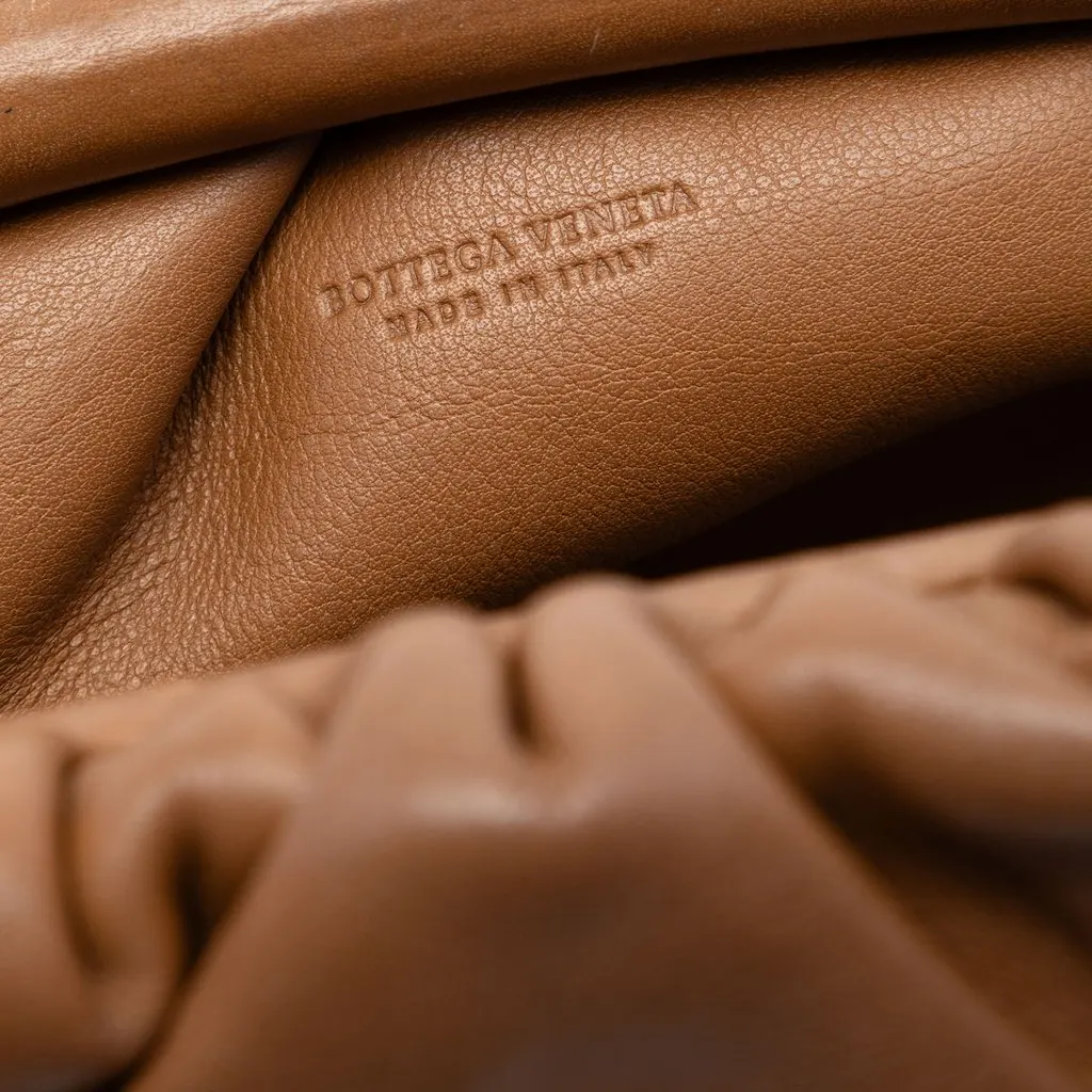 Bottega Veneta Lambskin The Mini Pouch Brown Leather Very good - Box View