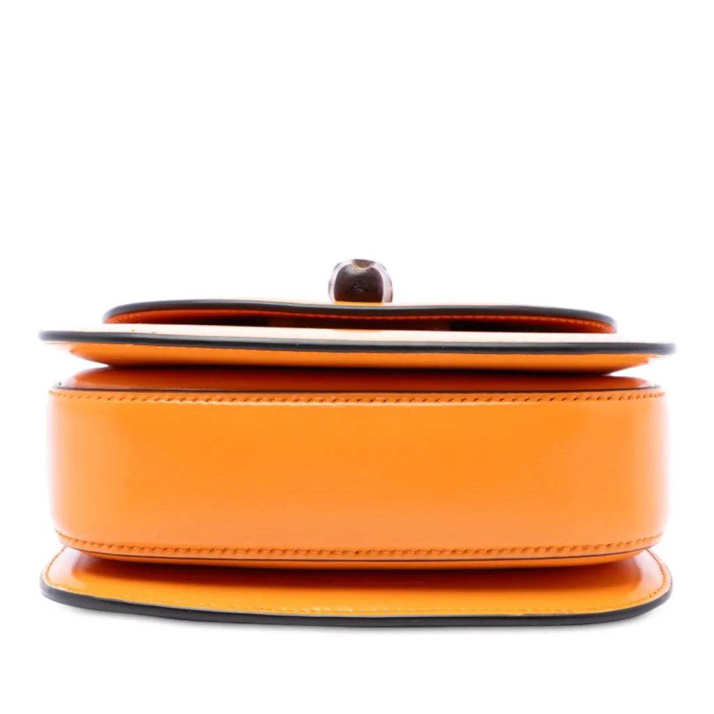 Gucci Mini Calfskin Web 1947 Bamboo Top Handle Bag Orange Leather Very good - Inside View
