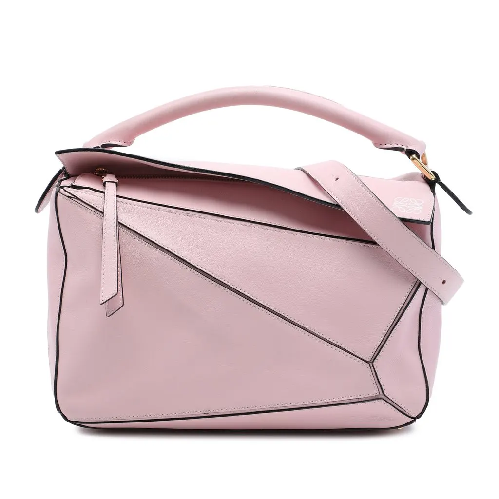 LOEWE Medium Calfskin Puzzle Satchel Pink Leather Very good - Front View