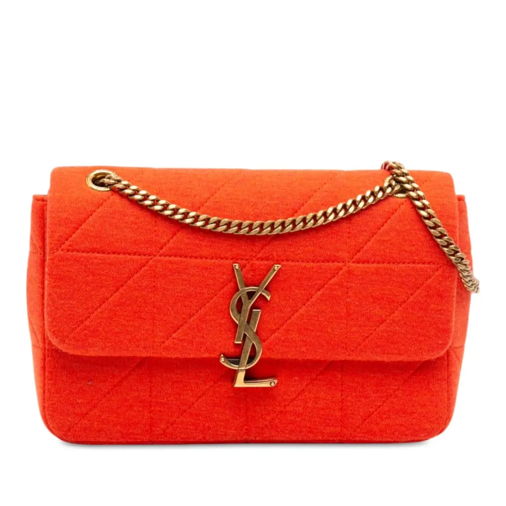 Saint Laurent Medium Jersey Wool Patchwork Jamie Crossbody Orange Very good - Front View