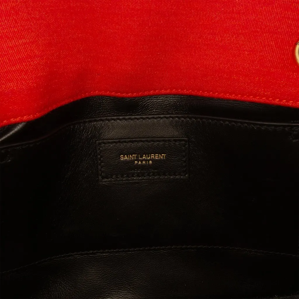 Saint Laurent Medium Jersey Wool Patchwork Jamie Crossbody Orange Very good - Box View