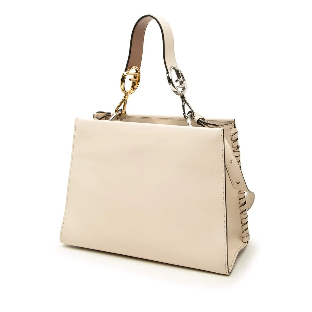 Fendi Small Bicolor Calfskin Whipstitch Runway Satchel Brown